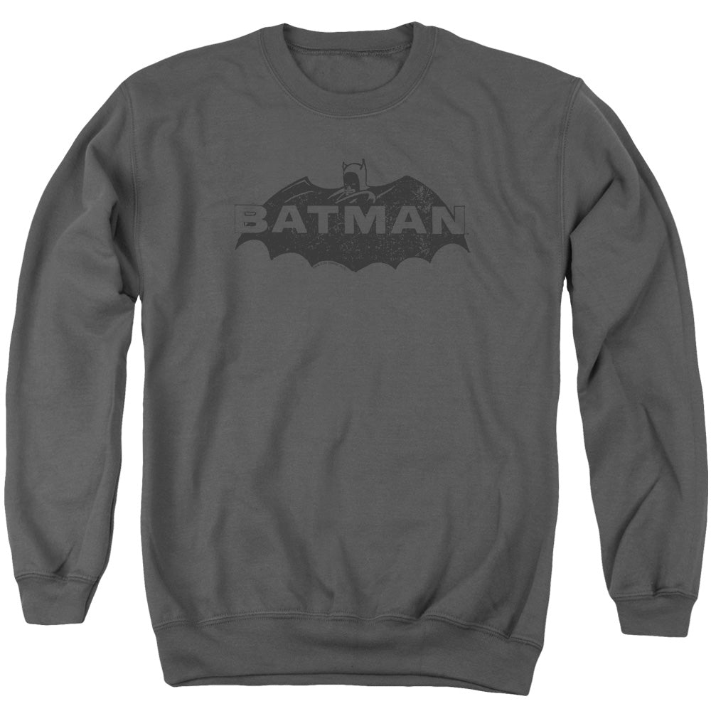 Batman Comics Newsprint Logo Men's Crewneck 50 50 Poly Long-Sleeve T-Shirt