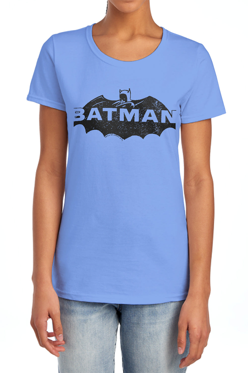 Batman Comics Newsprint Logo Women's 18/1 Cotton Short-Sleeve T-Shirt