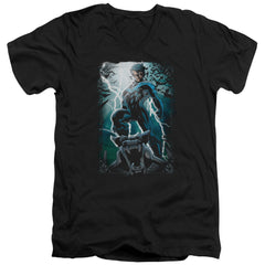 Batman Comics Night Light Men's 30/1 Cotton Slim V-Neck T-Shirt