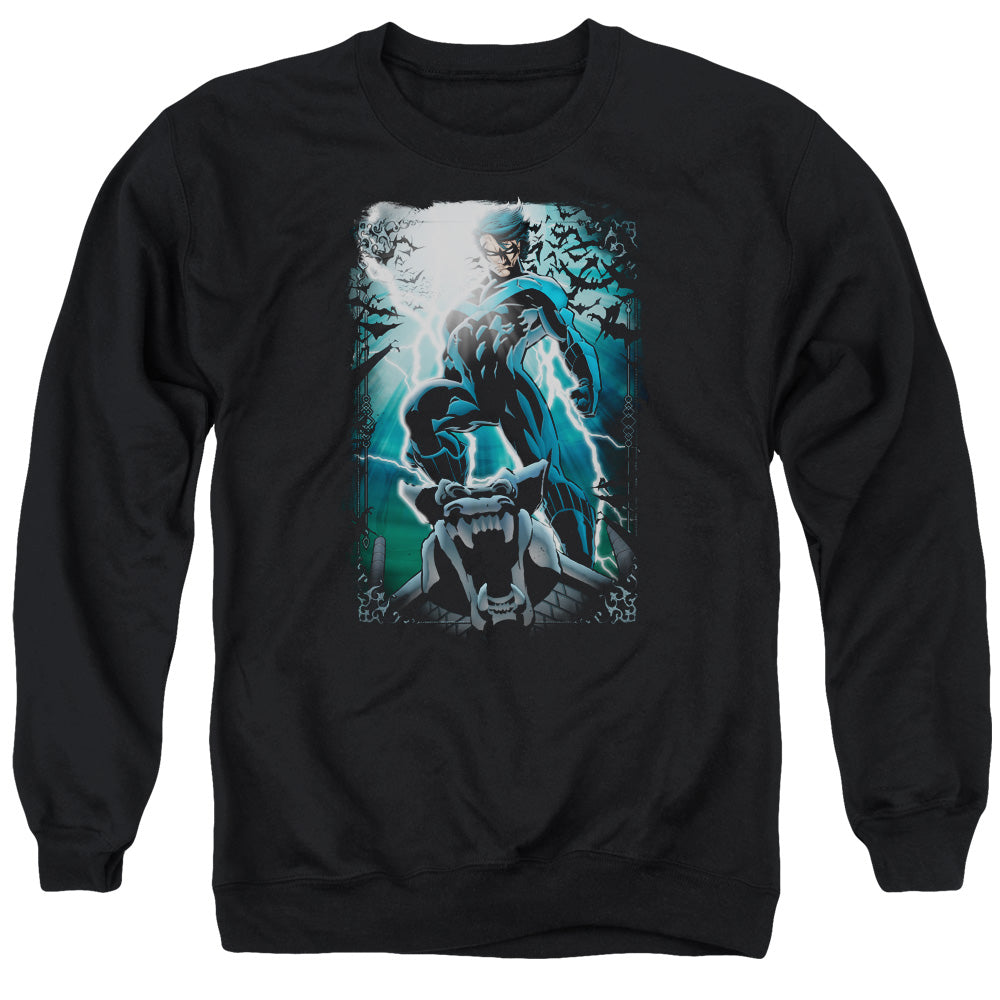 Batman Comics Night Light Men's Crewneck 50 50 Poly Long-Sleeve T-Shirt