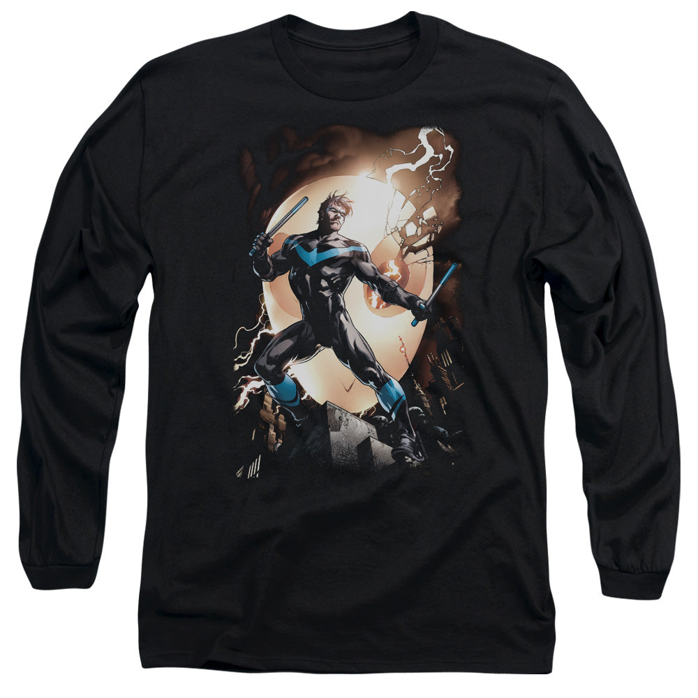 Batman Comics Nightwing Against Owls Men's 18/1 Cotton Long-Sleeve T-Shirt