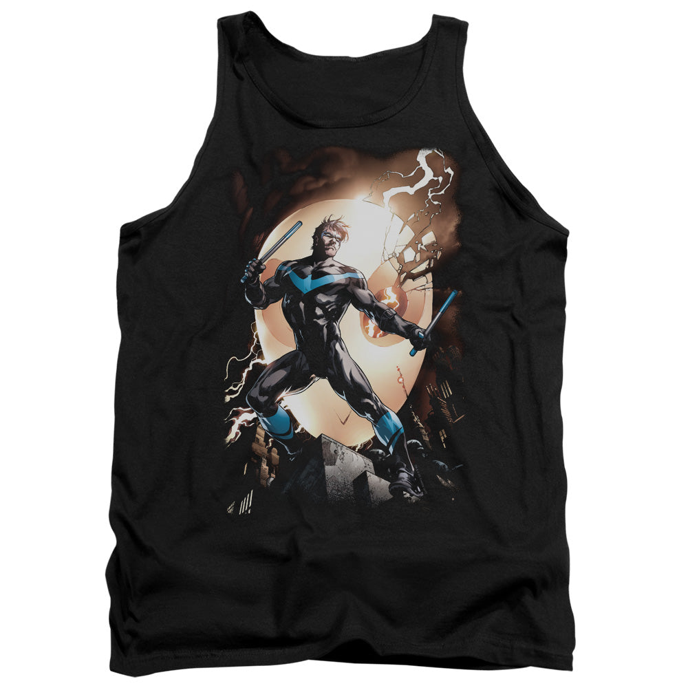 Batman Comics Nightwing Against Owls Men's 18/1 Cotton Tank Top