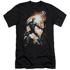 Batman Comics Nightwing Against Owls Men's Ultra-Soft 30/1 Cotton Slim Short-Sleeve T-Shirt
