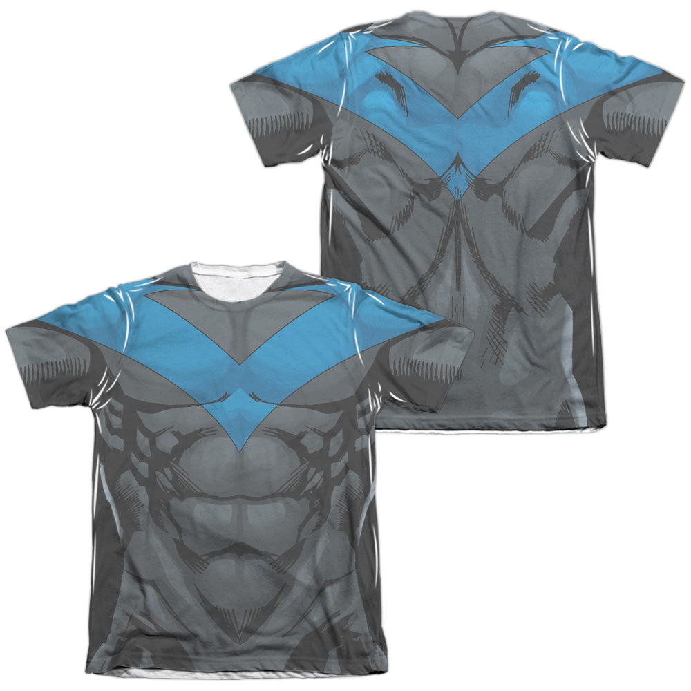Batman Comics Nightwing Blue Uniform (Front/Back Print) Men's Regular Fit Poly Cotton Short-Sleeve T-Shirt