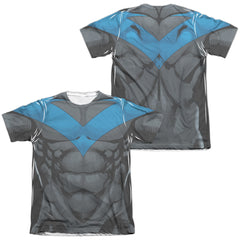 Batman Comics Nightwing Blue Uniform (Front/Back Print) Men's Regular Fit Poly Cotton Short-Sleeve T-Shirt