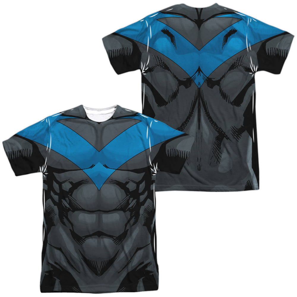 Batman Comics Nightwing Blue Uniform (Front/Back Print) Men's Regular Fit Polyester Short-Sleeve T-Shirt