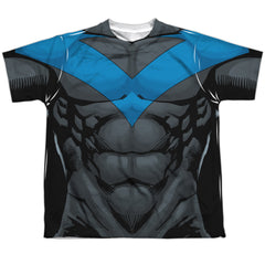 Batman Comics Nightwing Blue Uniform Youth Regular Fit Poly Short-Sleeve T-Shirt