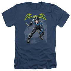 Batman Comics Nightwing Men's 30/1 Heather 60 40 Poly Short-Sleeve T-Shirt