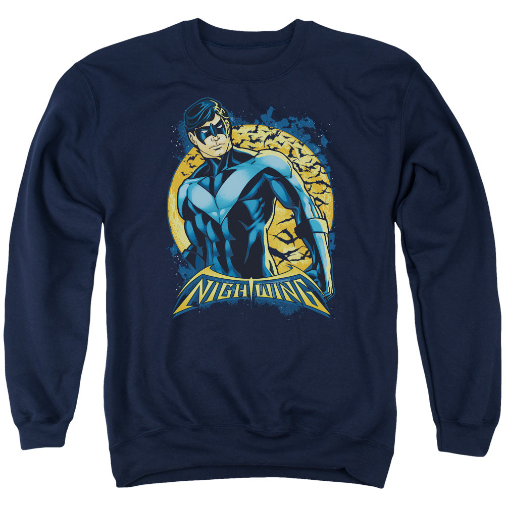 Batman Comics Nightwing Moon Men's Crewneck 50 50 Poly Long-Sleeve T-Shirt