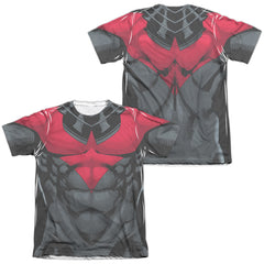 Batman Comics Nightwing Red Uniform (Front/Back Print) Men's Regular Fit Poly Cotton Short-Sleeve T-Shirt