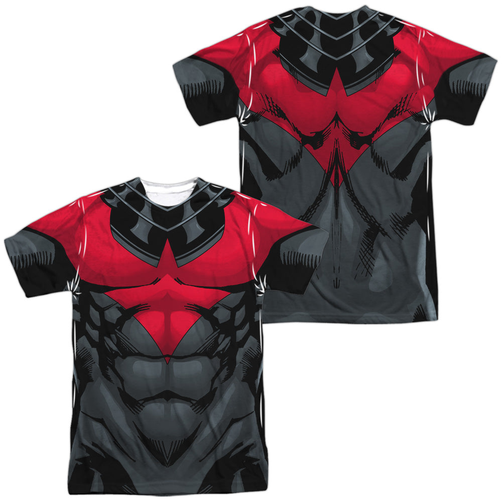 Batman Comics Nightwing Red Uniform (Front/Back Print) Men's Regular Fit Polyester Short-Sleeve T-Shirt