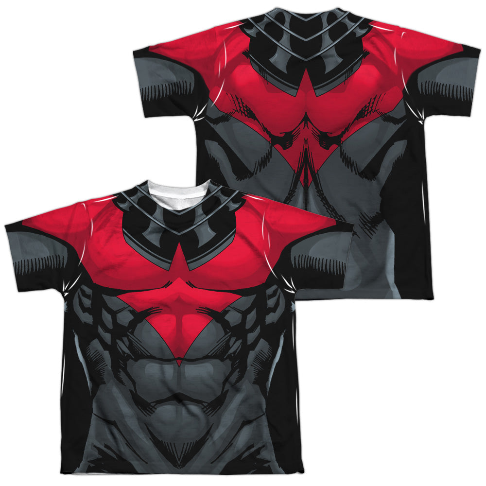 Batman Comics Nightwing Red Uniform (Front/Back Print) Youth Regular Fit Poly Short-Sleeve T-Shirt