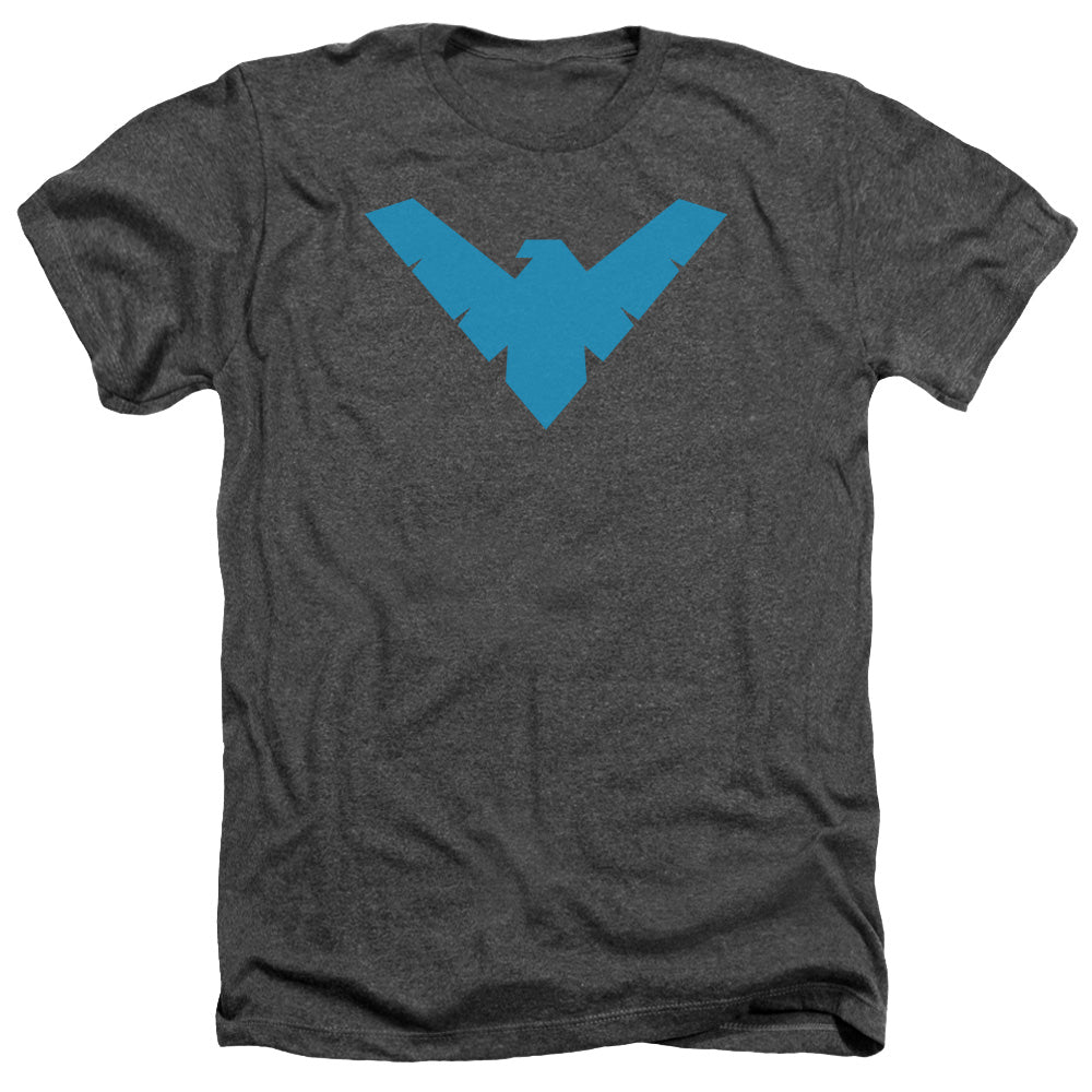 Batman Comics Nightwing Symbol Men's 30/1 Heather 60 40 Poly Short-Sleeve T-Shirt