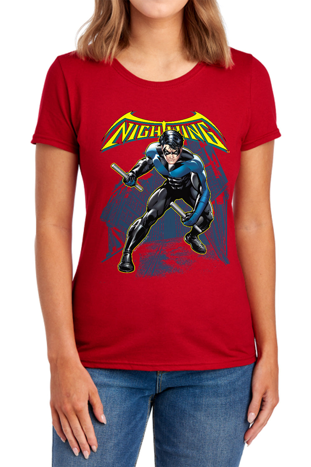 Batman Comics Nightwing Women's 18/1 Cotton Short-Sleeve T-Shirt