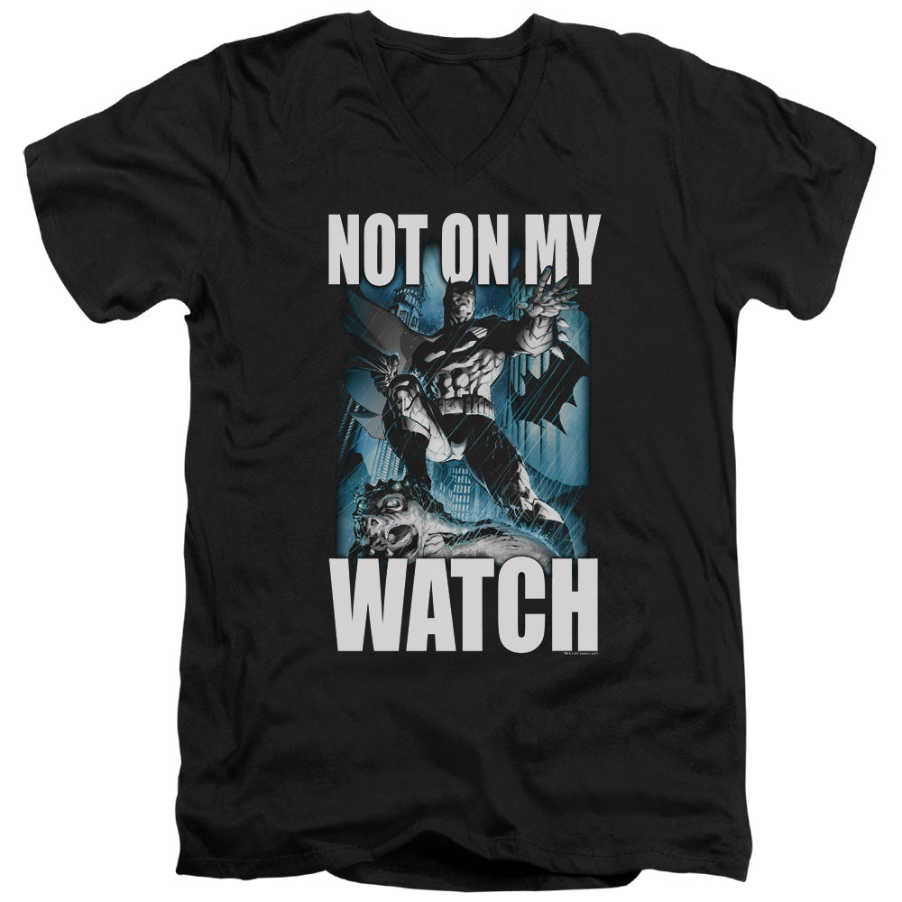 Batman Comics Not On My Watch Men's 30/1 Cotton Slim V-Neck T-Shirt