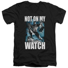 Batman Comics Not On My Watch Men's 30/1 Cotton Slim V-Neck T-Shirt