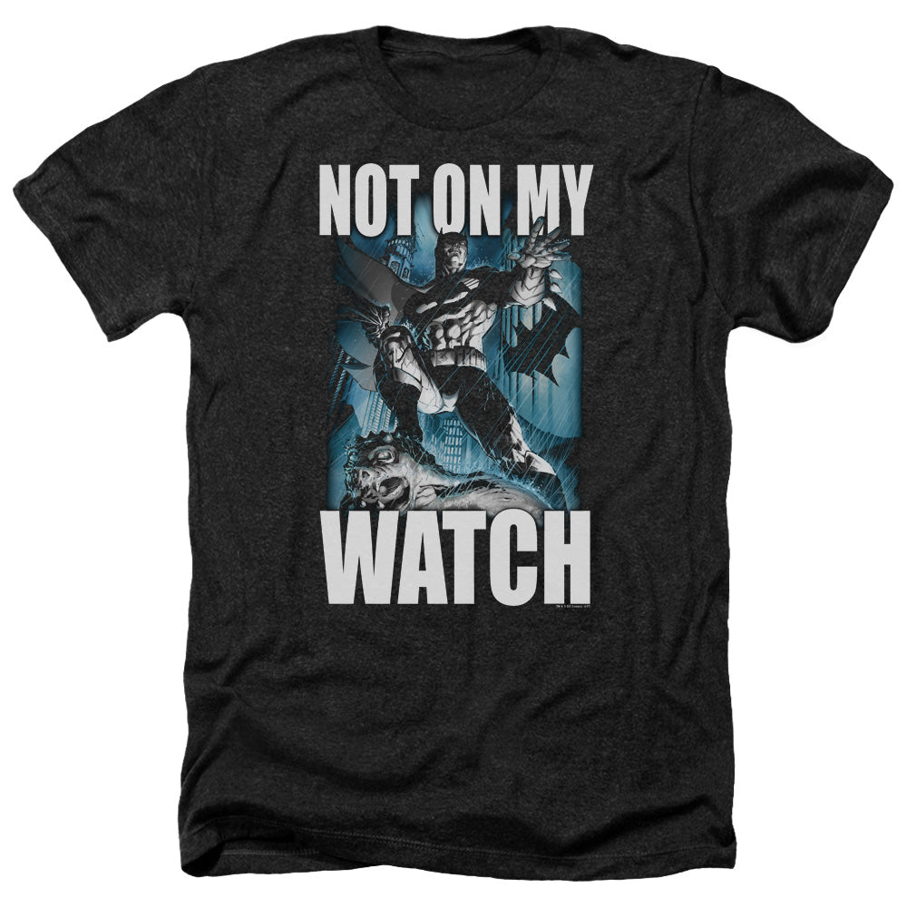 Batman Comics Not On My Watch Men's 30/1 Heather 60 40 Poly Short-Sleeve T-Shirt