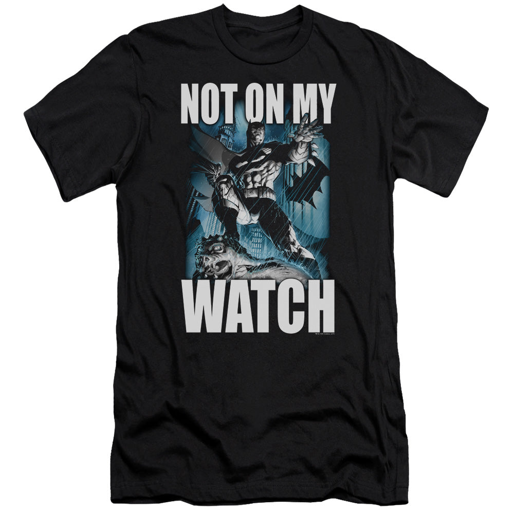 Batman Comics Not On My Watch Men's Ultra-Soft 30/1 Cotton Slim Short-Sleeve T-Shirt