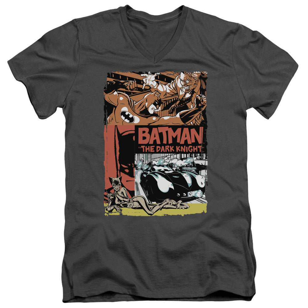 Batman Comics Old Movie Poster Men's 30/1 Cotton Slim V-Neck T-Shirt