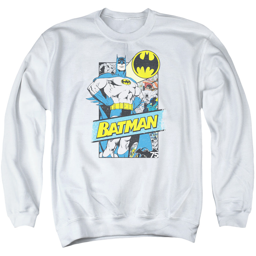 Batman Comics Out Of The Pages Men's Crewneck 50 50 Poly Long-Sleeve T-Shirt