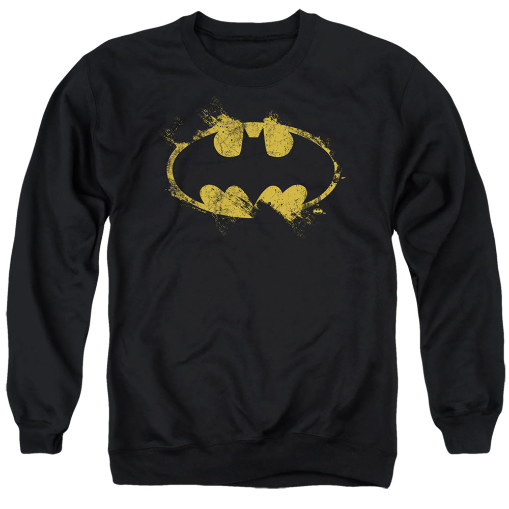 Batman Comics Paint Roller Logo Men's Crewneck 50 50 Poly Long-Sleeve T-Shirt