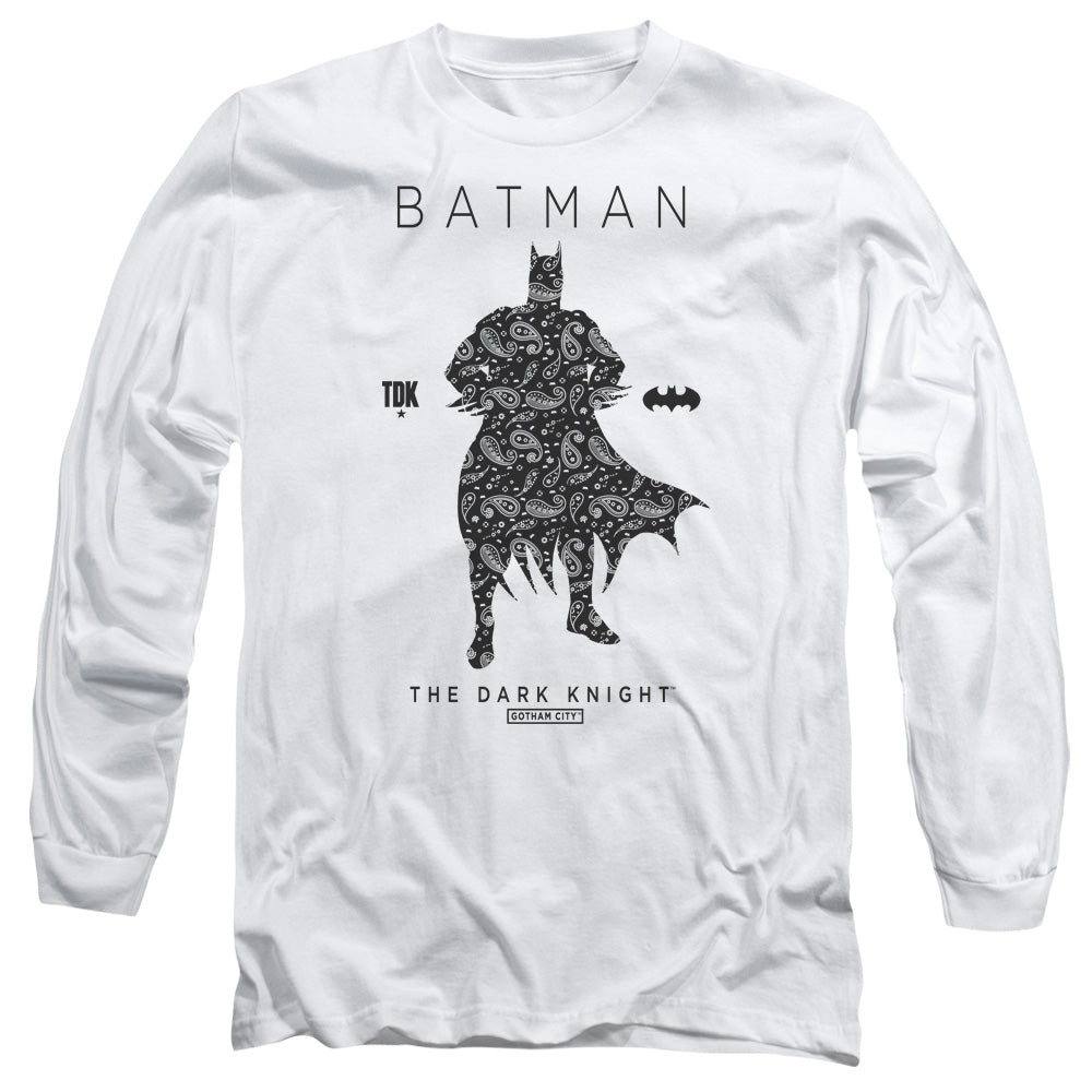 Batman Comics Paislety Silhouette Men's 18/1 Cotton Long-Sleeve T-Shirt