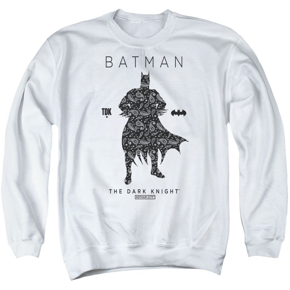 Batman Comics Paislety Silhouette Men's Crewneck 50 50 Poly Long-Sleeve T-Shirt
