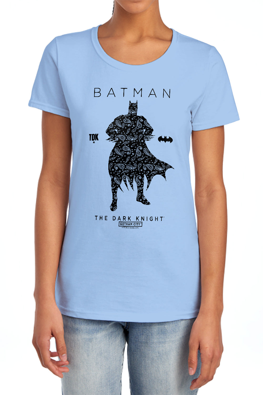 Batman Comics Paislety Silhouette Women's 18/1 Cotton Short-Sleeve T-Shirt