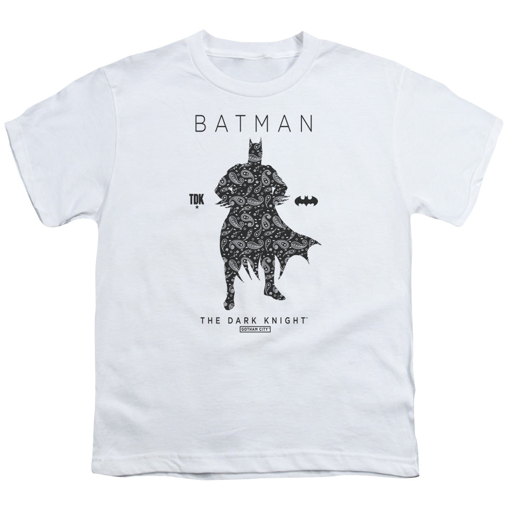 Batman Comics Paislety Silhouette Youth 18/1 100% Cotton Short-Sleeve T-Shirt