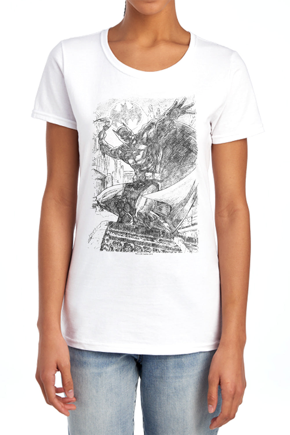 Batman Comics Pencil Batarang Throw Women's 18/1 Cotton Short-Sleeve T-Shirt