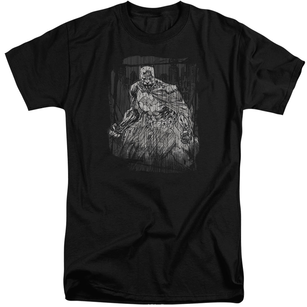 Batman Comics Pencilled Rain Men's 18/1 Tall Cotton Short-Sleeve T-Shirt