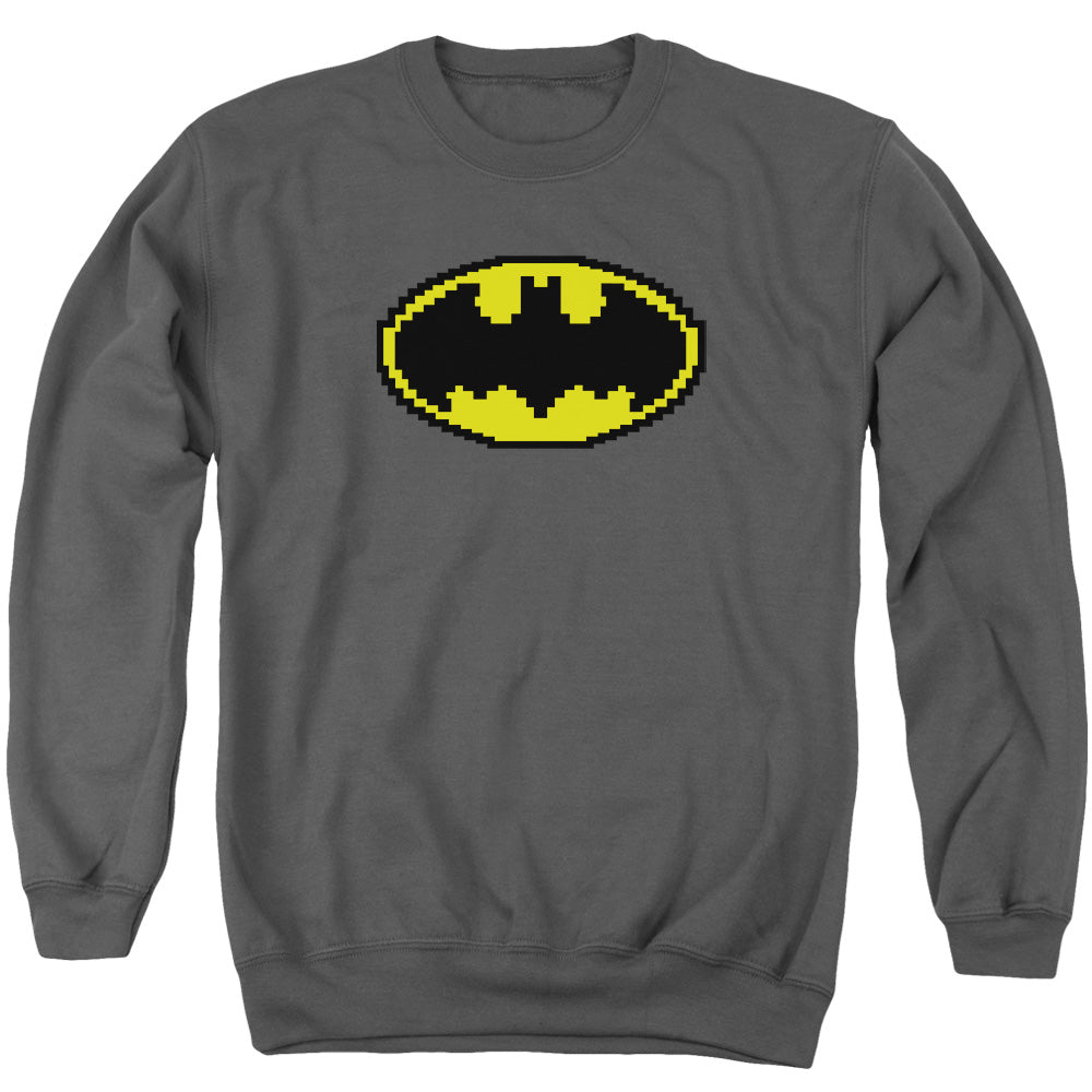 Batman Comics Pixel Symbol Men's Crewneck 50 50 Poly Long-Sleeve T-Shirt
