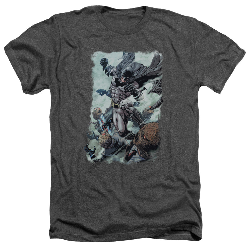 Batman Comics Punch Men's 30/1 Heather 60 40 Poly Short-Sleeve T-Shirt