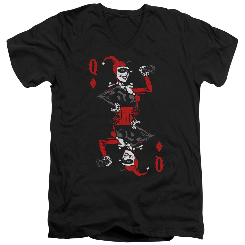 Batman Comics Quinn Of Diamonds Men's 30/1 Cotton Slim V-Neck T-Shirt