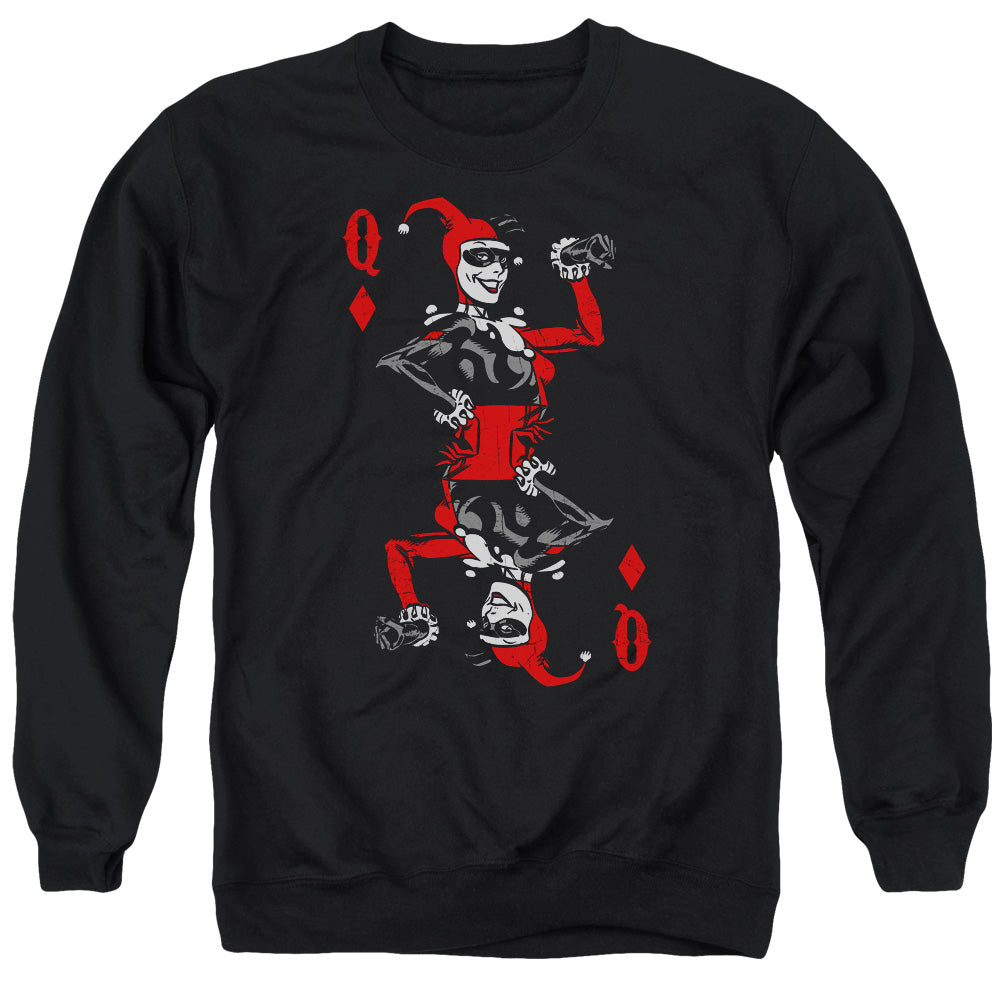 Batman Comics Quinn Of Diamonds Men's Crewneck 50 50 Poly Long-Sleeve T-Shirt