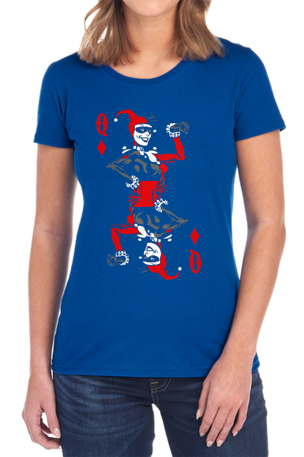 Batman Comics Quinn Of Diamonds Women's 18/1 Cotton Short-Sleeve T-Shirt