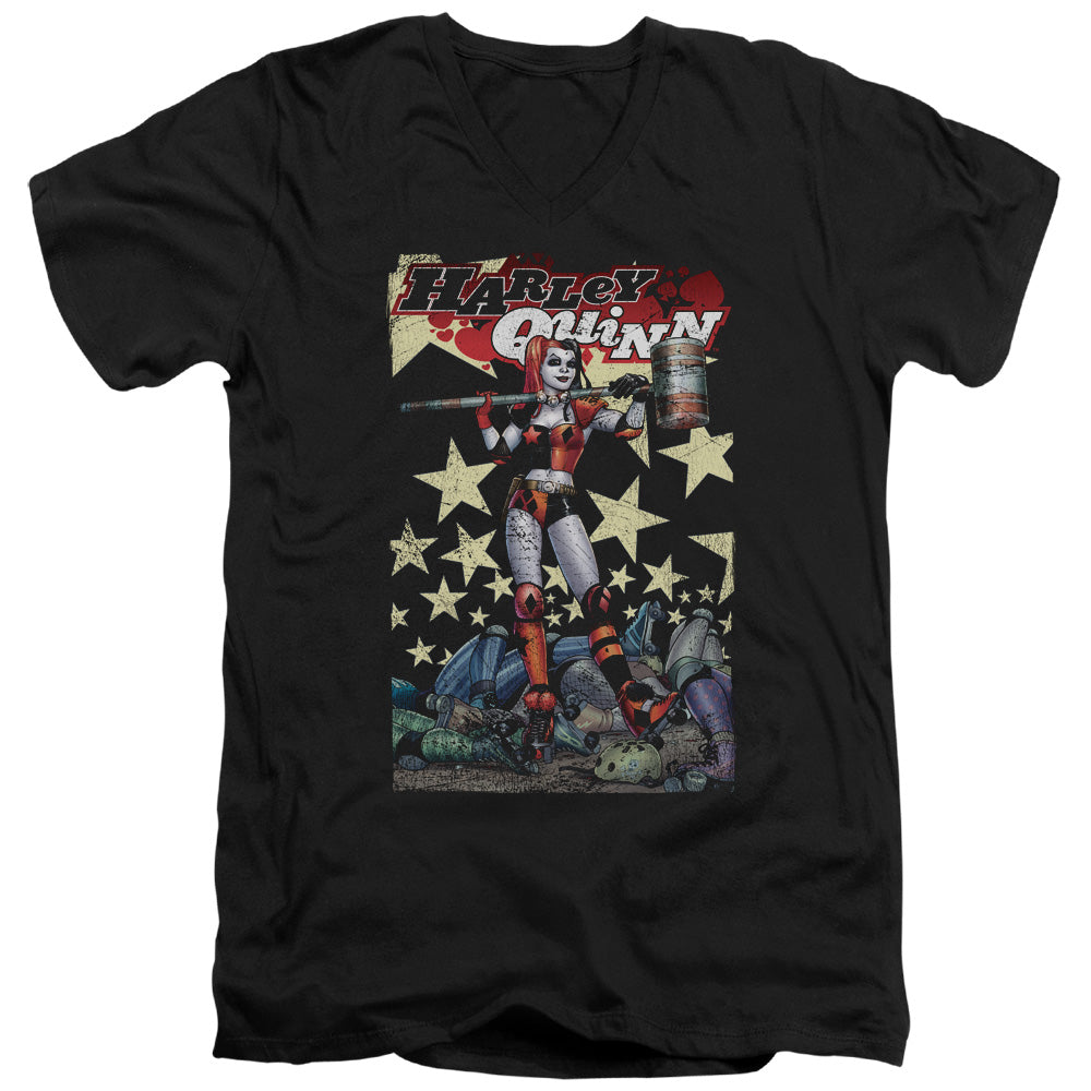 Batman Comics Quinn One Men's 30/1 Cotton Slim V-Neck T-Shirt