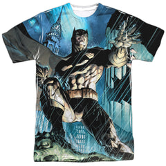 Batman Comics Rainy Rooftop Men's Regular Fit Polyester Short-Sleeve T-Shirt