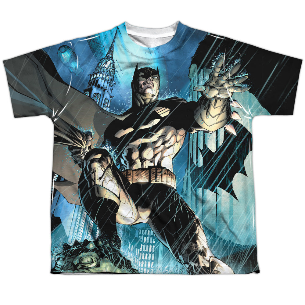 Batman Comics Rainy Rooftop Youth Regular Fit Poly Short-Sleeve T-Shirt