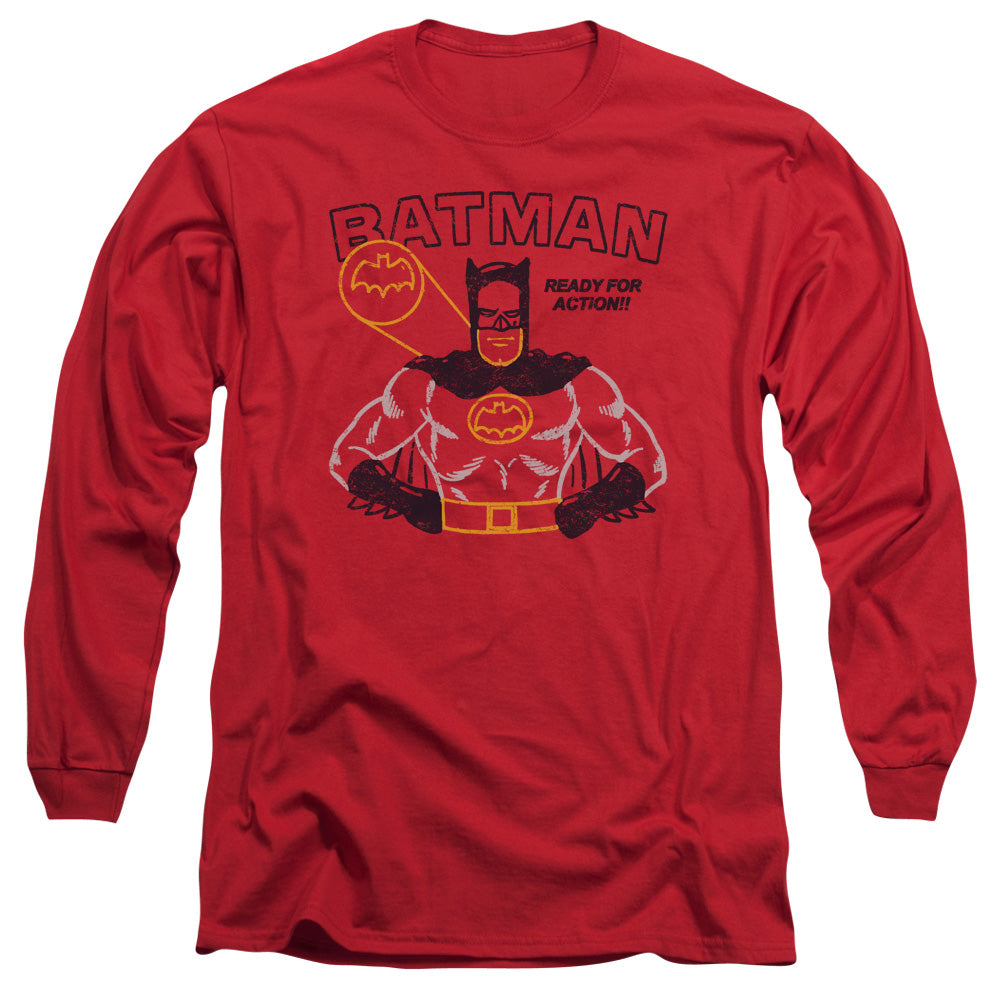 Batman Comics Ready For Action Men's 18/1 Cotton Long-Sleeve T-Shirt