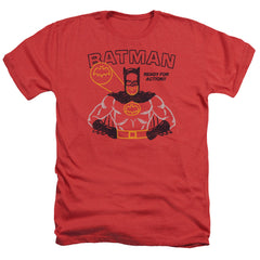 Batman Comics Ready For Action Men's 30/1 Heather 60 40 Poly Short-Sleeve T-Shirt