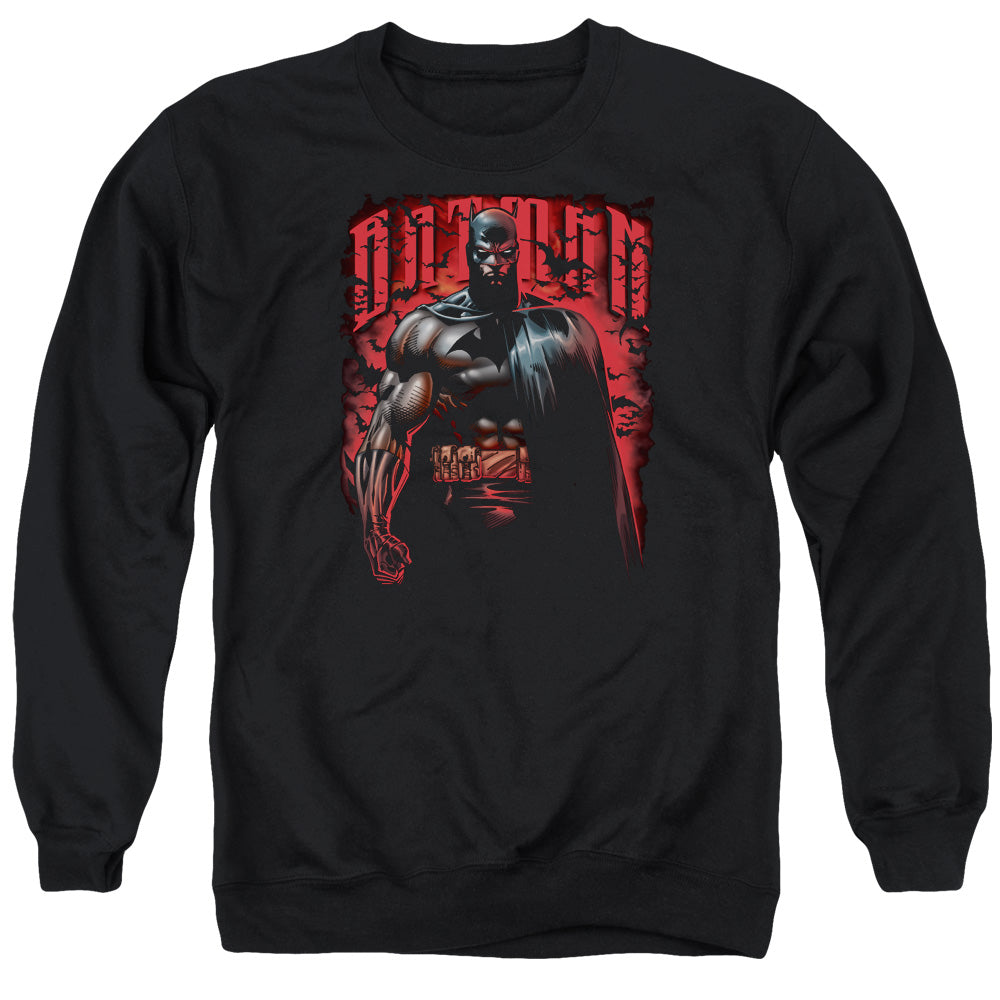 Batman Comics Red Knight Men's Crewneck 50 50 Poly Long-Sleeve T-Shirt