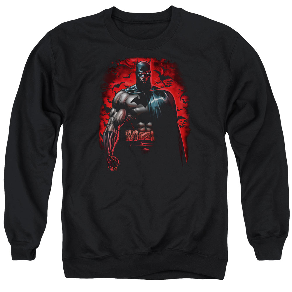 Batman Comics Red Knight Men's Crewneck 50 50 Poly Long-Sleeve T-Shirt