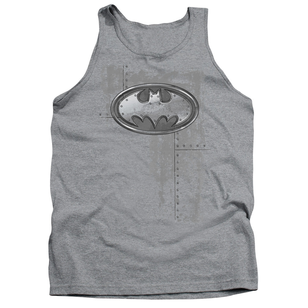 Batman Comics Rivited Metal Logo Men's 18/1 Cotton Tank Top