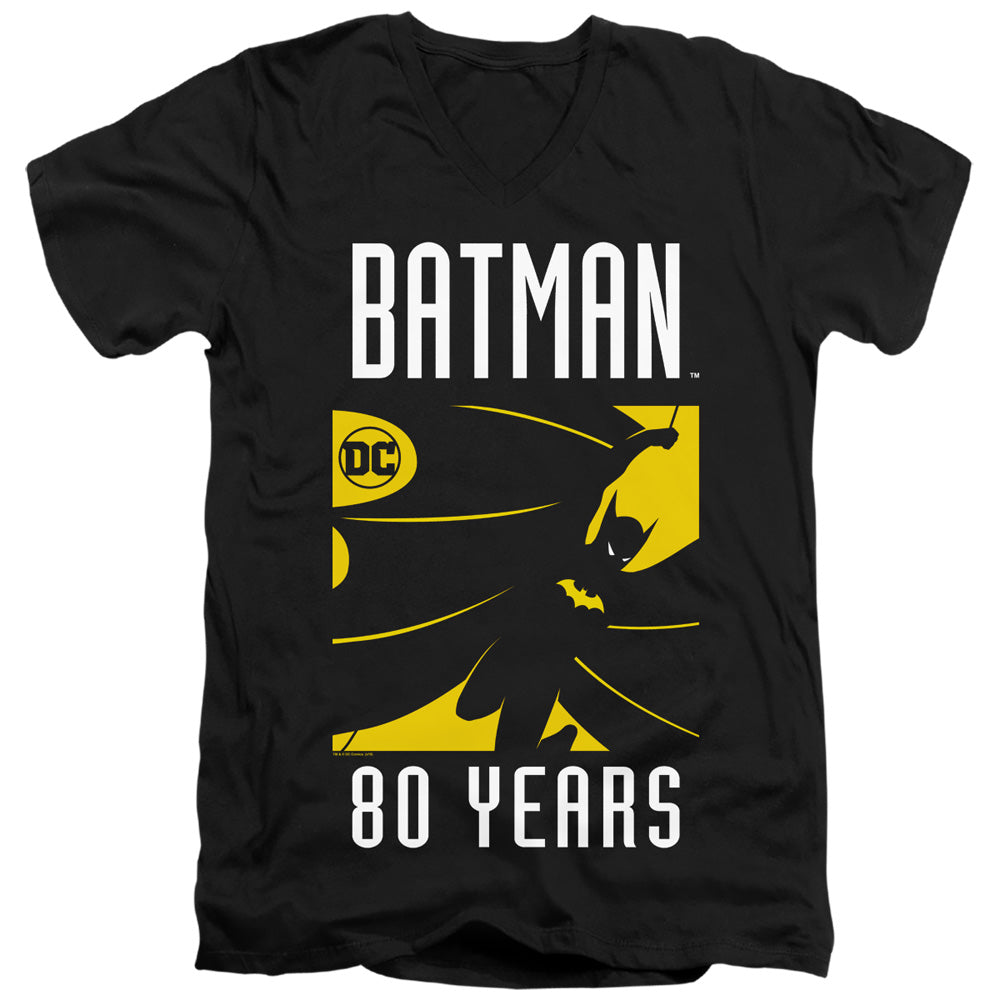 Batman Comics Silhouette Men's 30/1 Cotton Slim V-Neck T-Shirt
