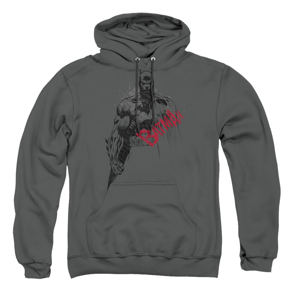 Batman Comics Sketch Bat Red Logo Men's Pull-Over 75 25 Poly Hoodie