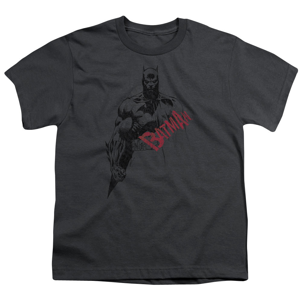 Batman Comics Sketch Bat Red Logo Youth 18/1 100% Cotton Short-Sleeve T-Shirt