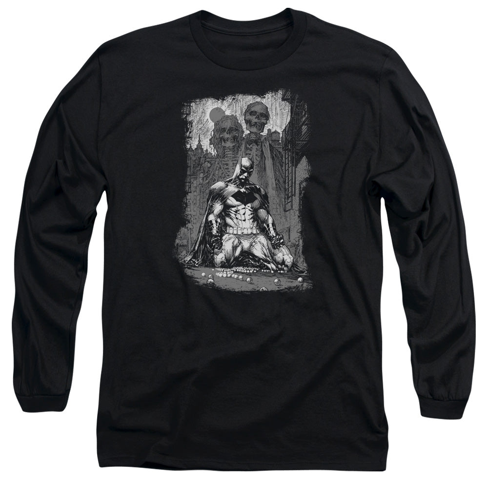 Batman Comics Sketchy Shadows Men's 18/1 Cotton Long-Sleeve T-Shirt