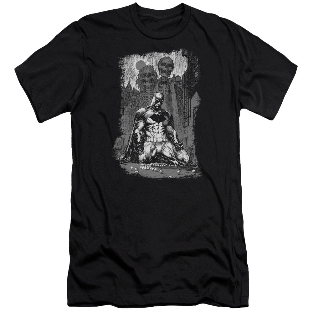 Batman Comics Sketchy Shadows Men's Ultra-Soft 30/1 Cotton Slim Short-Sleeve T-Shirt