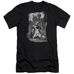 Batman Comics Sketchy Shadows Men's Ultra-Soft 30/1 Cotton Slim Short-Sleeve T-Shirt